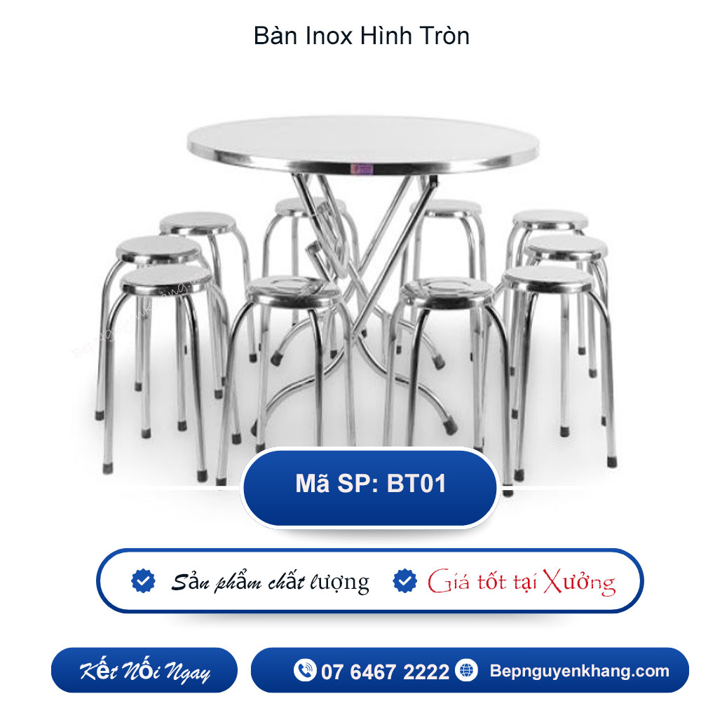 Bàn inox hình Tròn BT01
