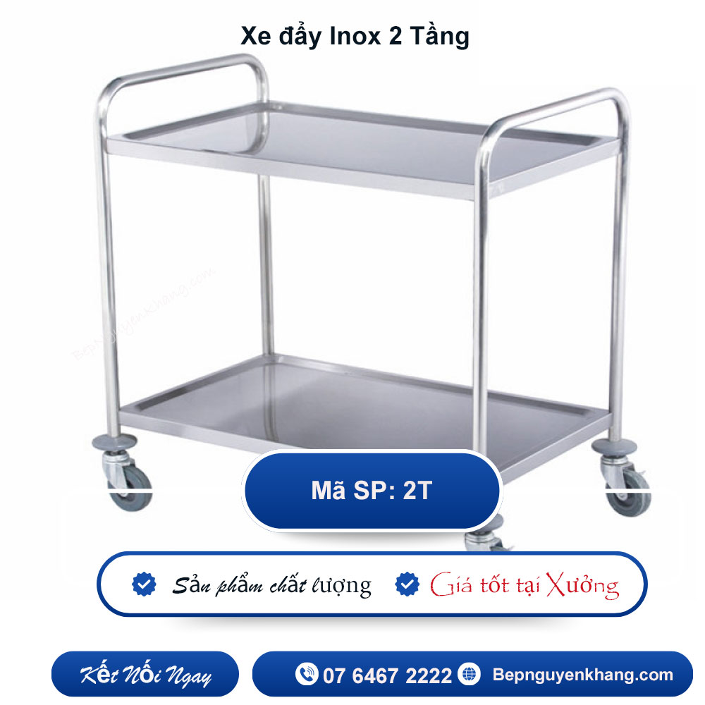 Xe đẩy inox 2 tầng