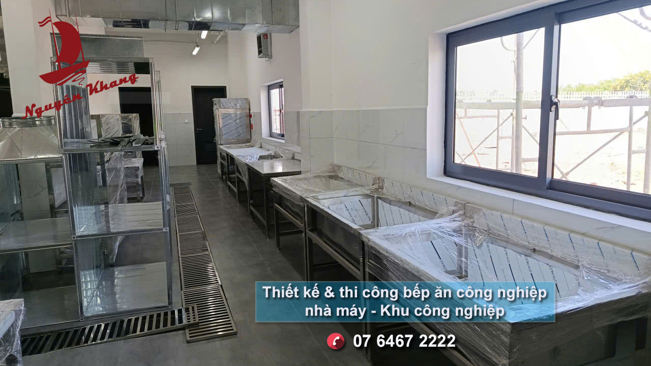 Thiết kế & thi công bếp ăn công nghiệp nhà máy khu công nghiệp