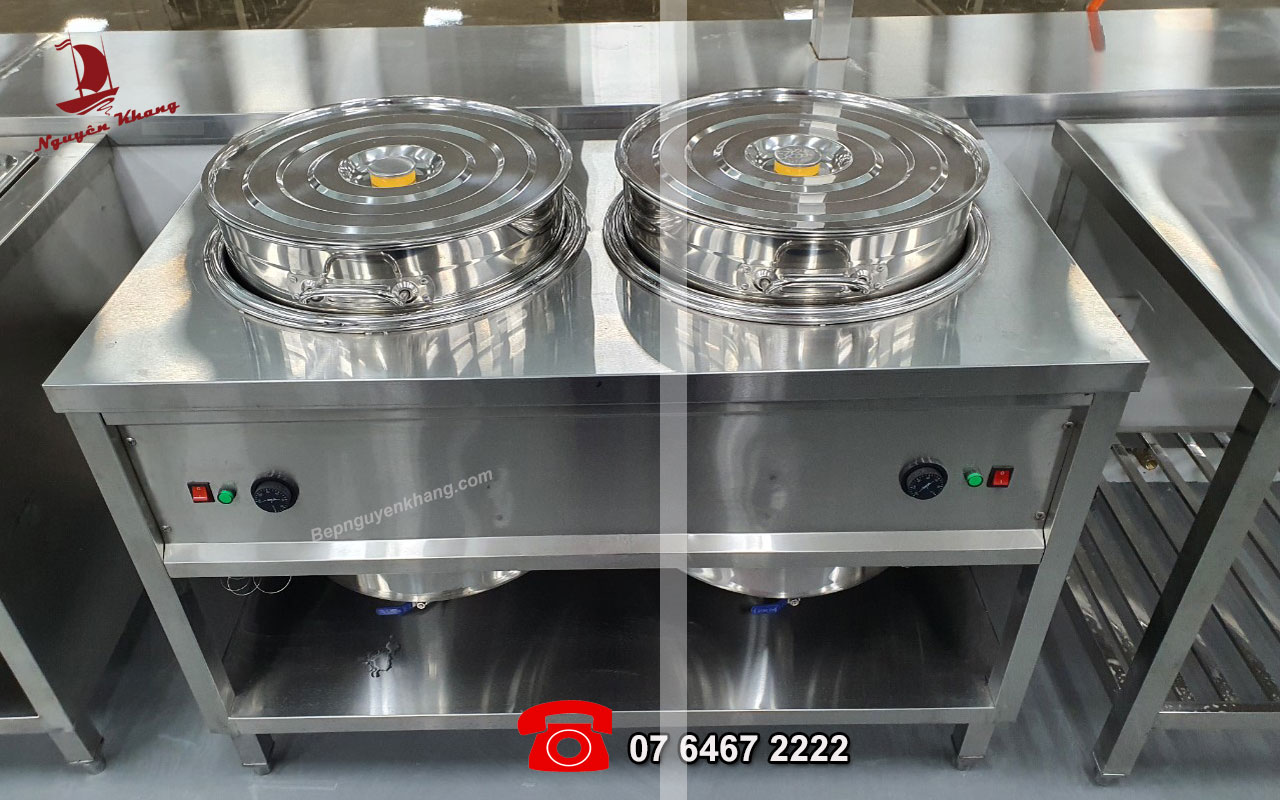 Quầy hâm nóng thức ăn 2 nồi tròn inox 304 dùng điện Quầy hâm nóng thức ăn 2 nồi tròn inox 304 dùng điện