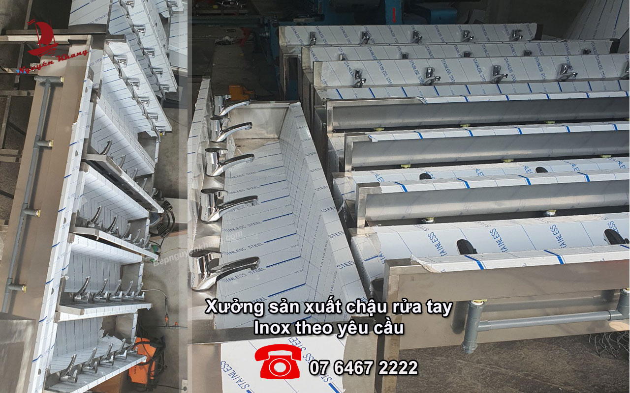 Sản xuất & lắp đặt chậu rửa tay công nghiệp - Inox 304 Sản xuất & lắp đặt chậu rửa tay công nghiệp - Inox 304
