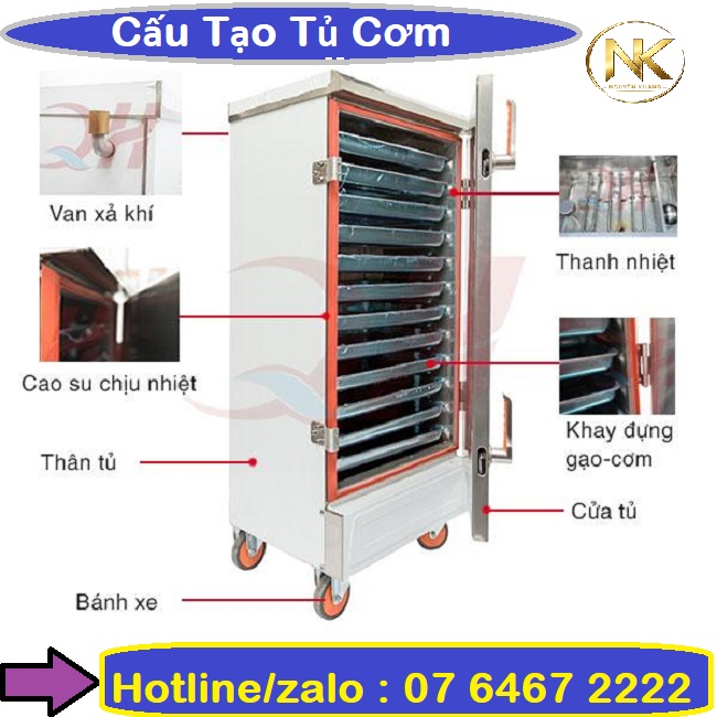 Cấu tạo tủ cơm điện công nghiệp 1 cánh 