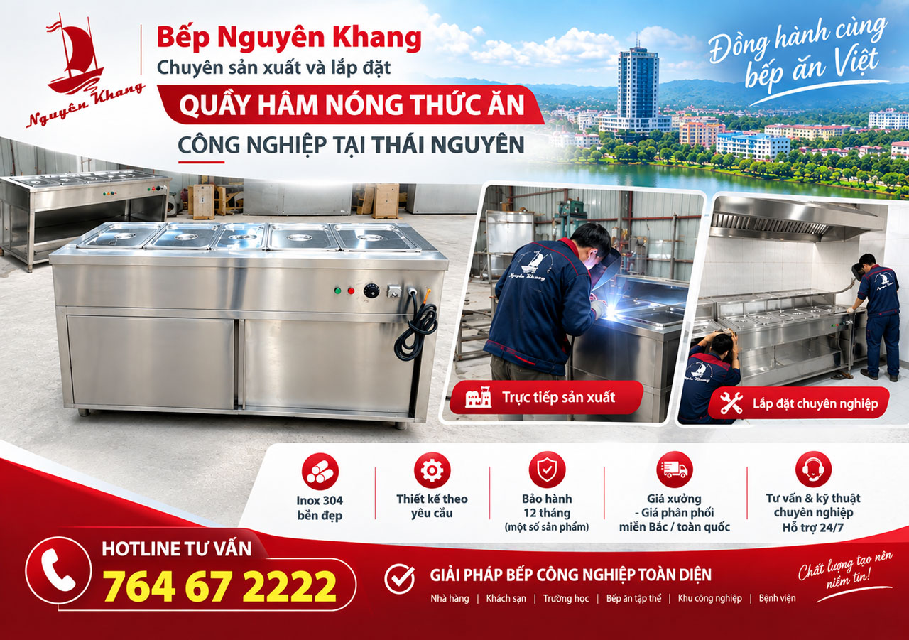 Quầy hâm nóng thức ăn công nghiệp tại Thái Nguyên