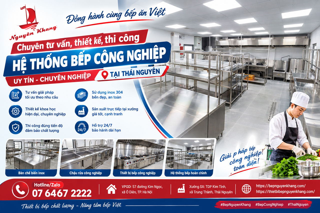 Thiết Kế & Thi Công Bếp Công Nghiệp Tại Thái Nguyên