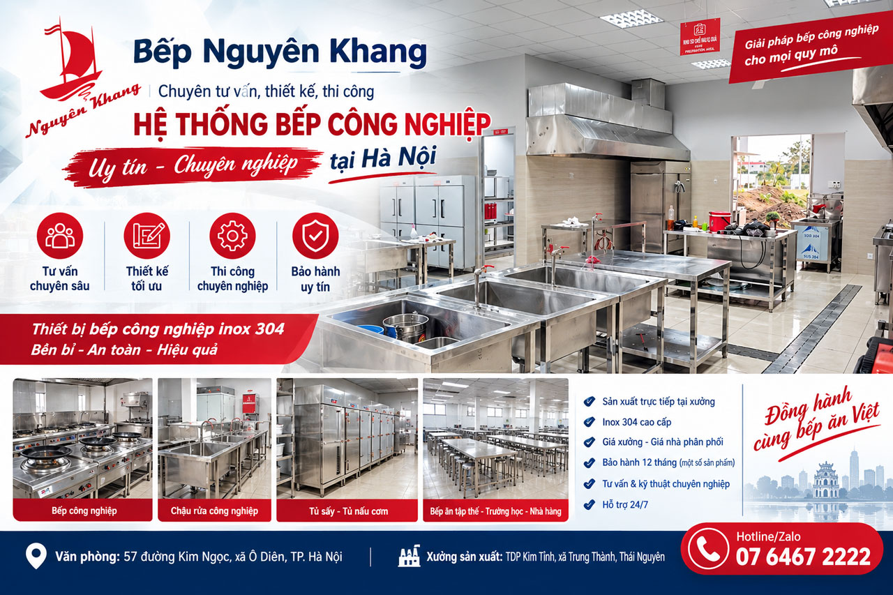Thi công hệ thống bếp công nghiệp tại Hà Nội