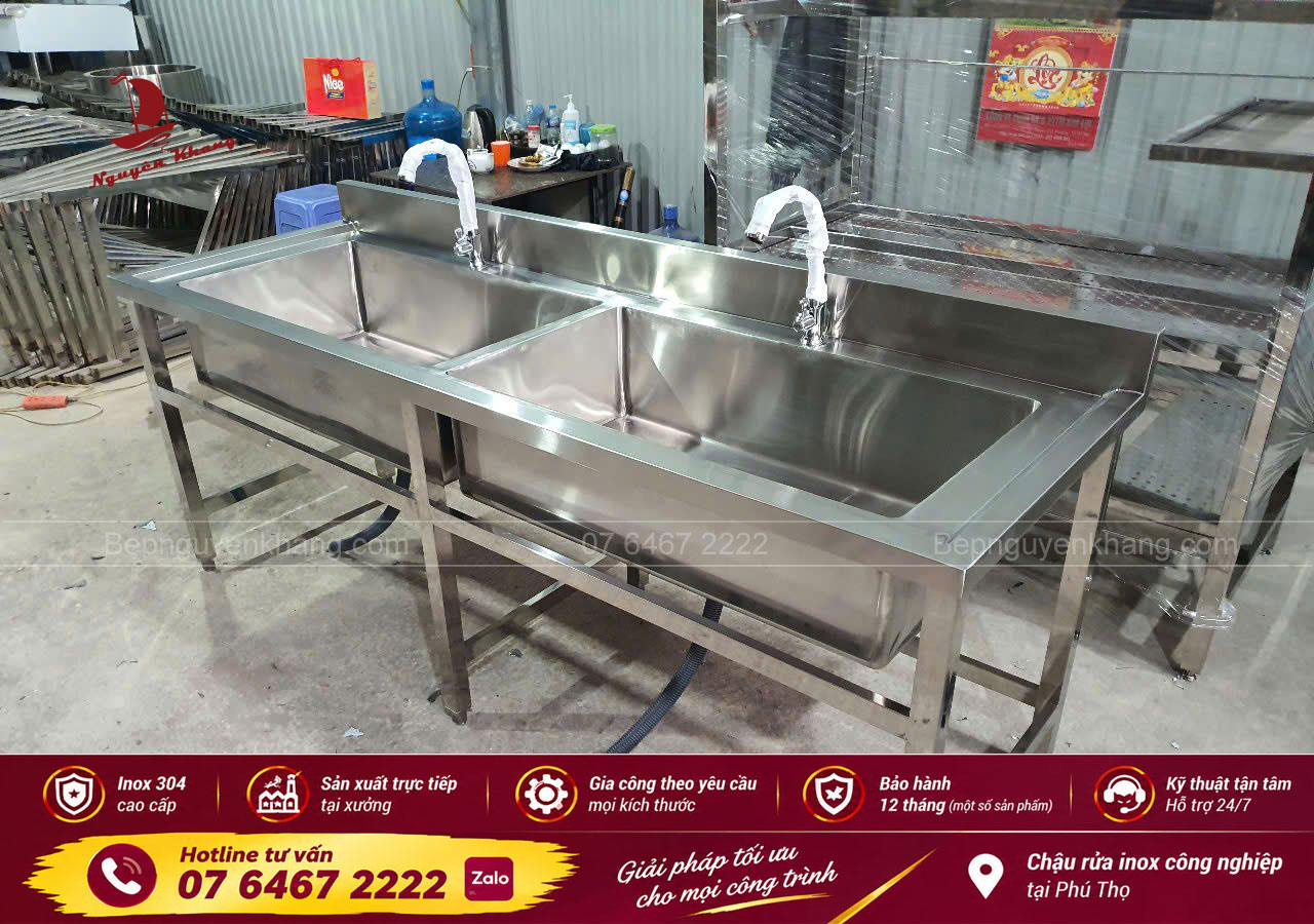 Chuyên sản xuất và lắp đặt chậu rửa inox công nghiệp tại Phú Thọ